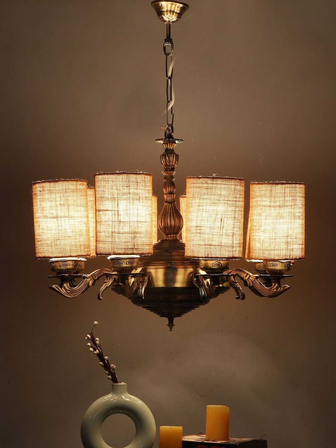 Myntra Elegant Homes Beige Textured Traditional Ceiling Lamp-picture-13