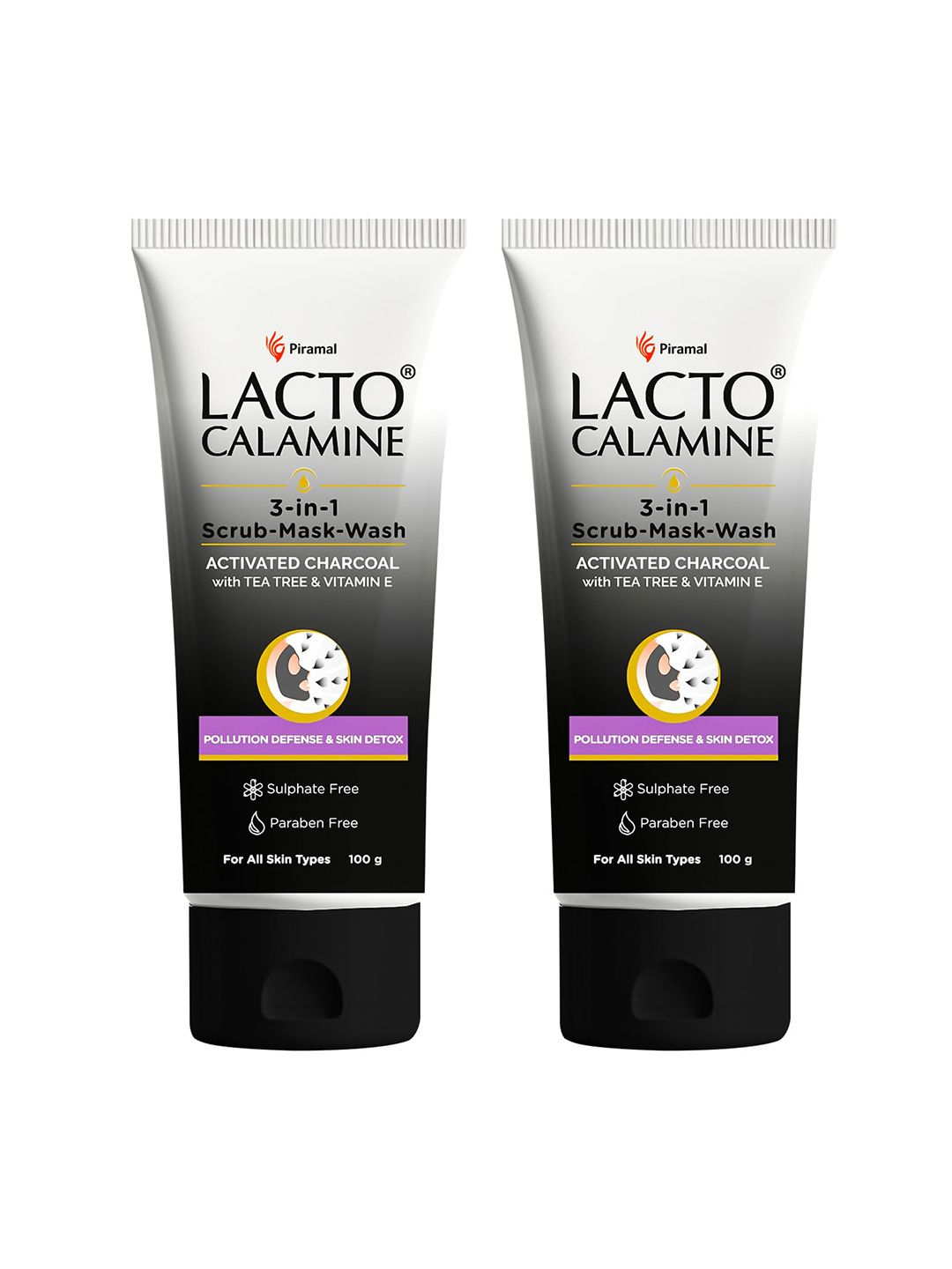 Lacto Calamine 3-in-1 Charcoal Face Scrub-Mask-Wash Duo for Pollution Defense - 100ml each-image-5