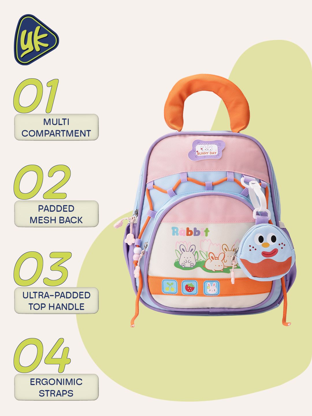 YK Kids Printed Backpack with Pouch-picture-13