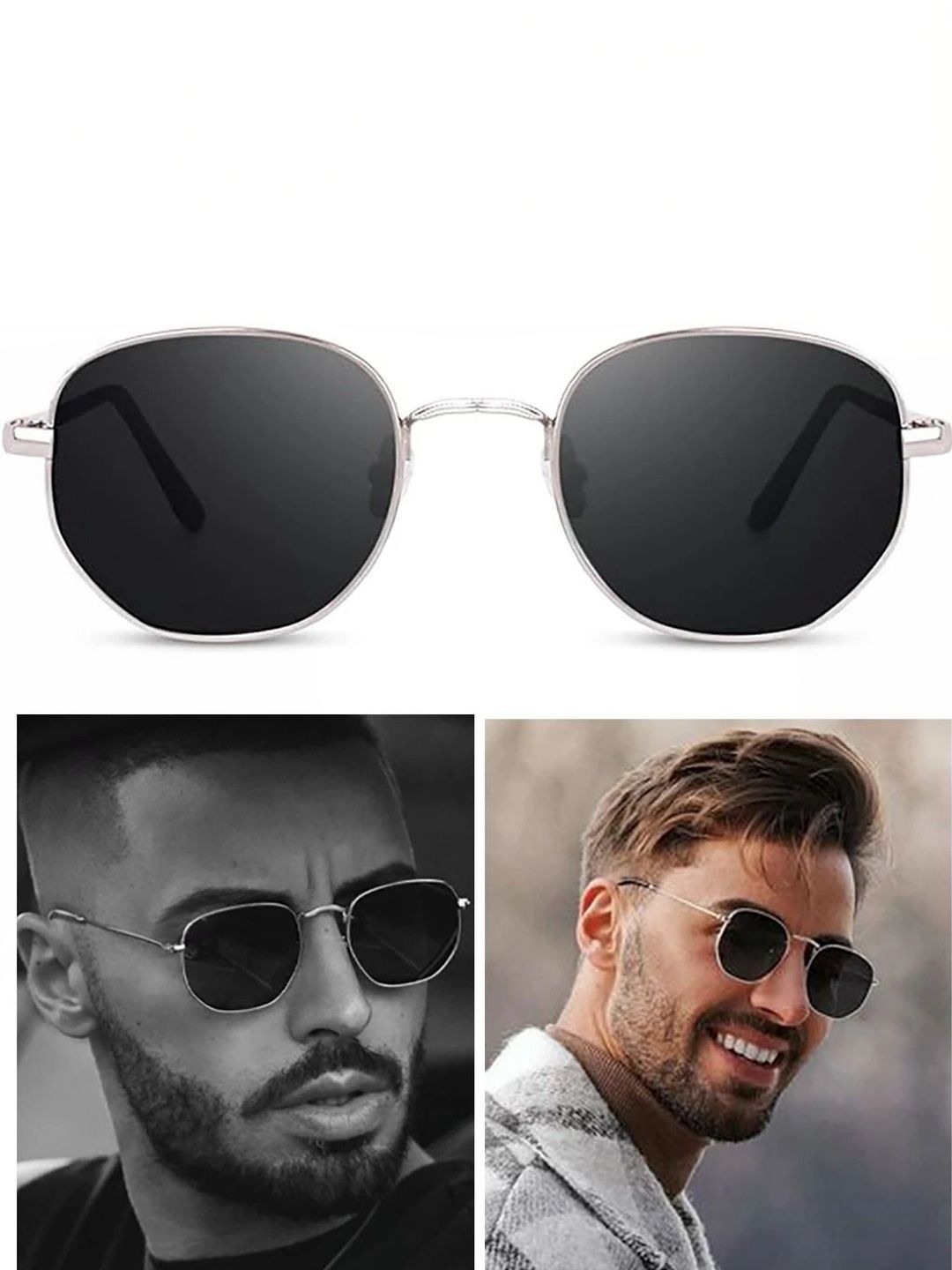 DKERAOD Men Black Lens & Silver-Toned Other Sunglasses with-picture-13