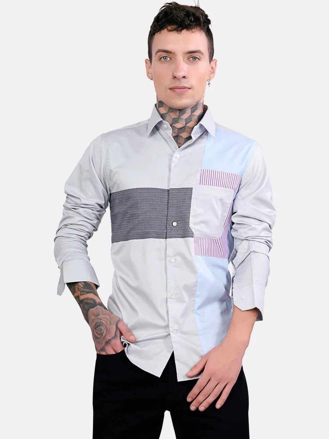 FRENCH CROWN Men Standard Colourblocked Casual Shirt-picture-48