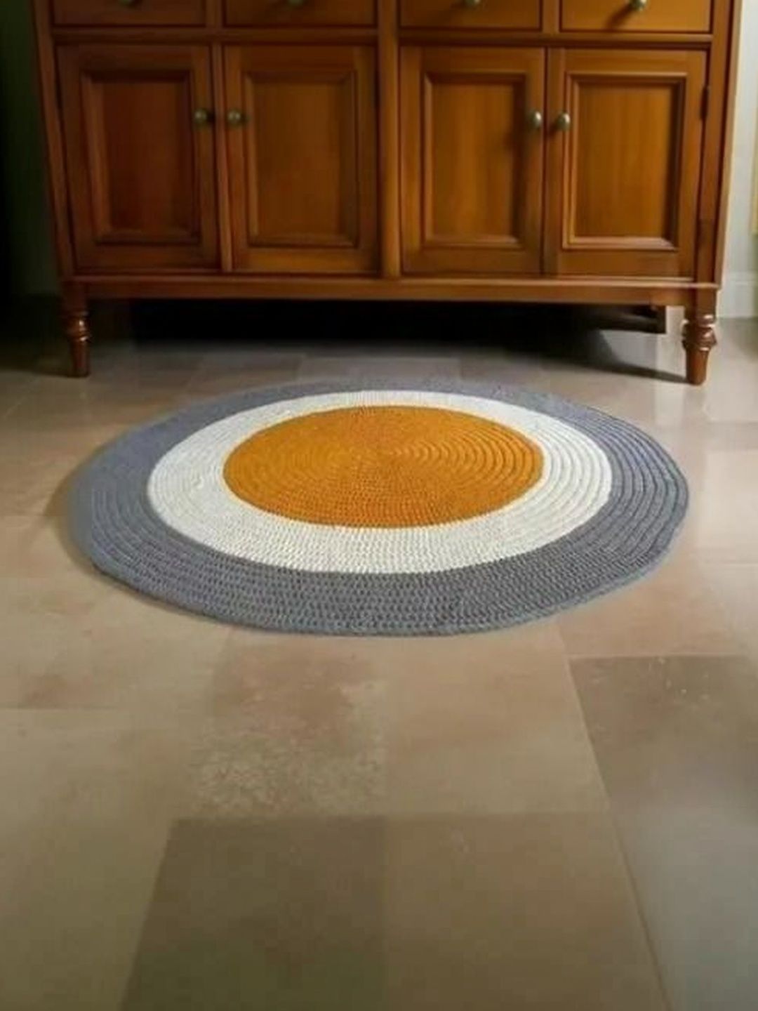 Siya Textiles Grey & White Textured Round Anti-Skid Carpet-picture-45