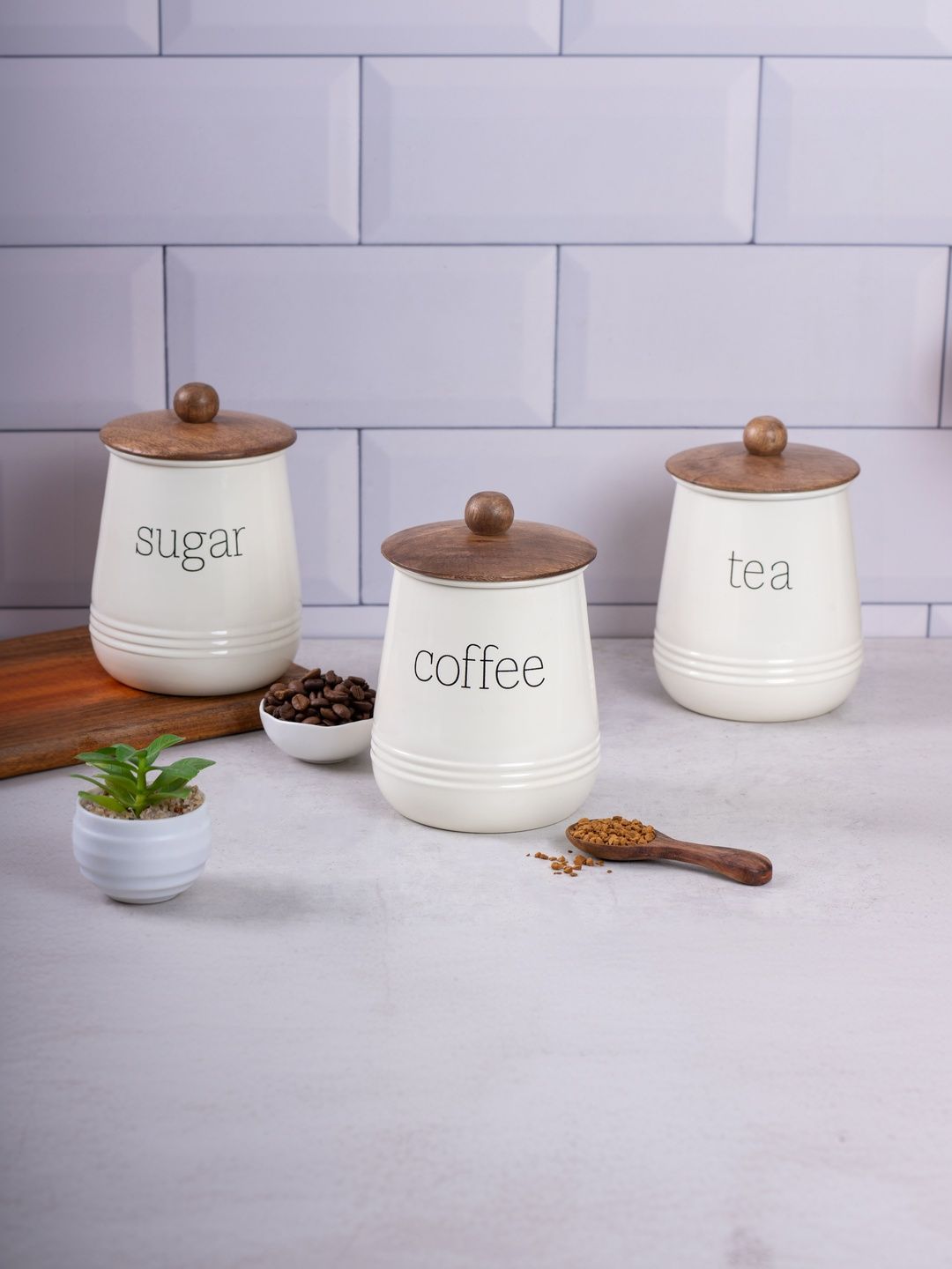 Metallure Home Cream-Coloured 2026 Metal Canister Container-picture-47