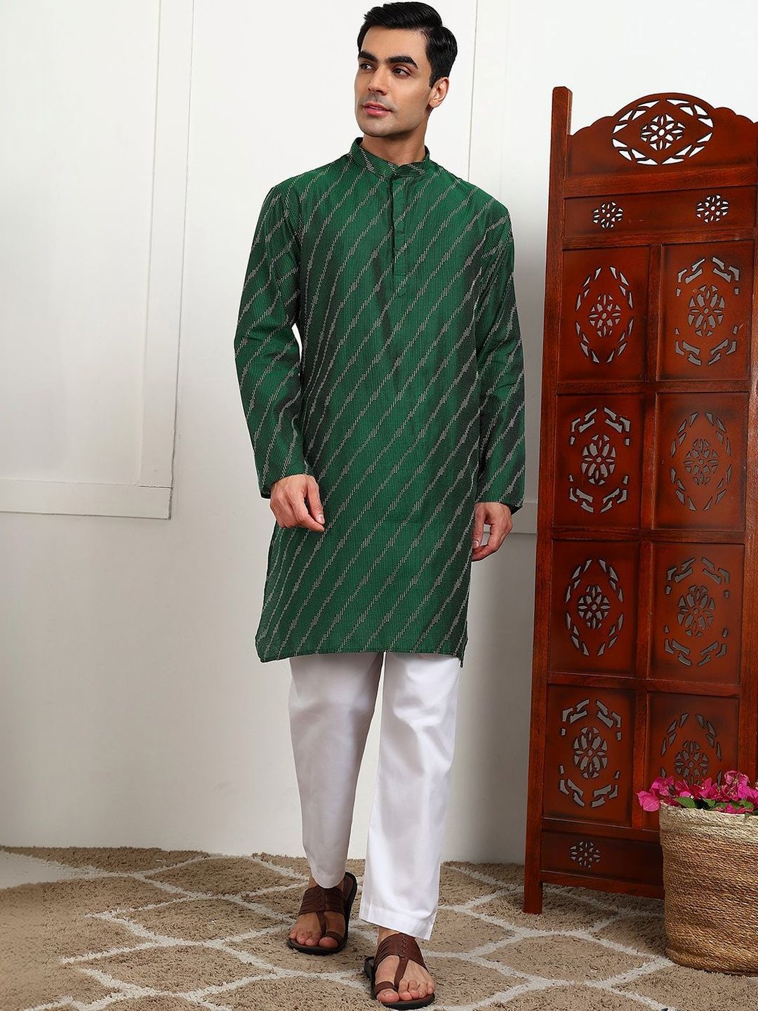 HERE&NOW Men Printed Jacquard Kurta-picture-54