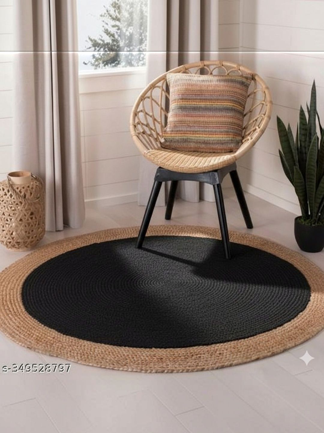 Siya Textiles Black Cotton Anti-Skid Carpet-image-37