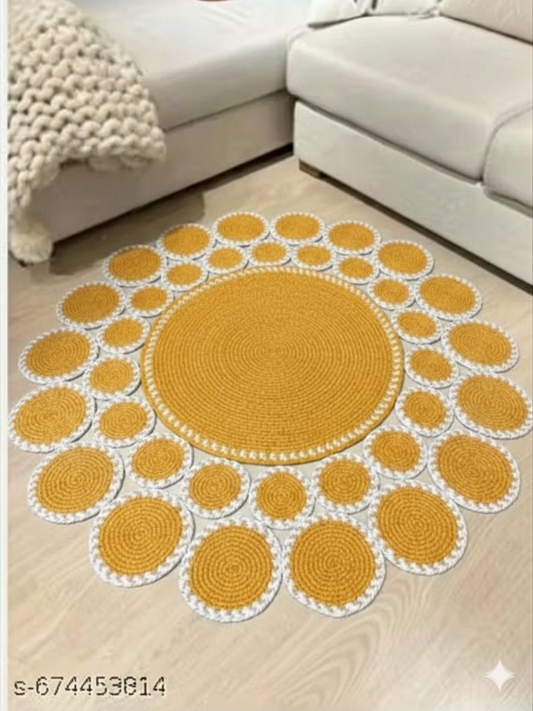 Siya Textiles Beige & Yellow Anti-Skid Cotton Carpet-image-47