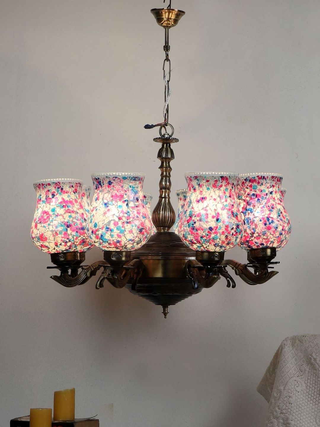 Myntra Elegant Homes Multicoloured Textured Traditional Ceiling Lamp-picture-22