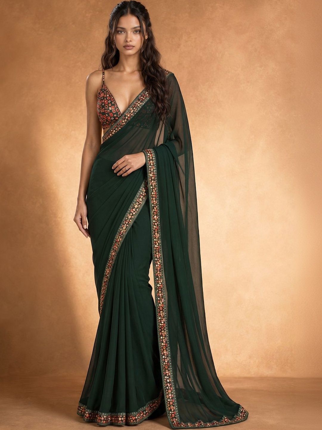 Pixie lane Pure Chiffon Designer Saree-image-33