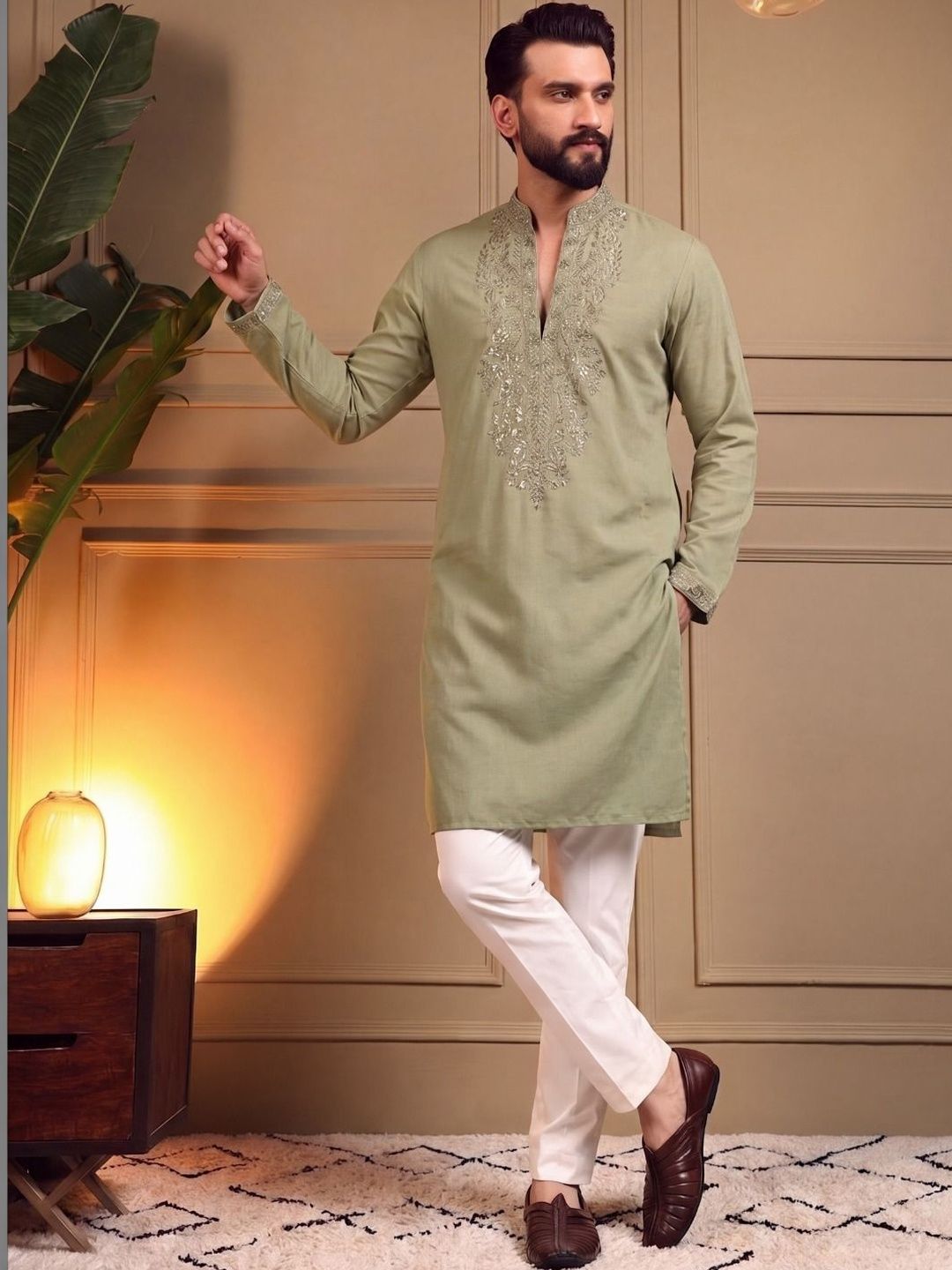 Anouk Men Ethnic Motifs Embroidered Regular Kurta with Trousers-picture-38
