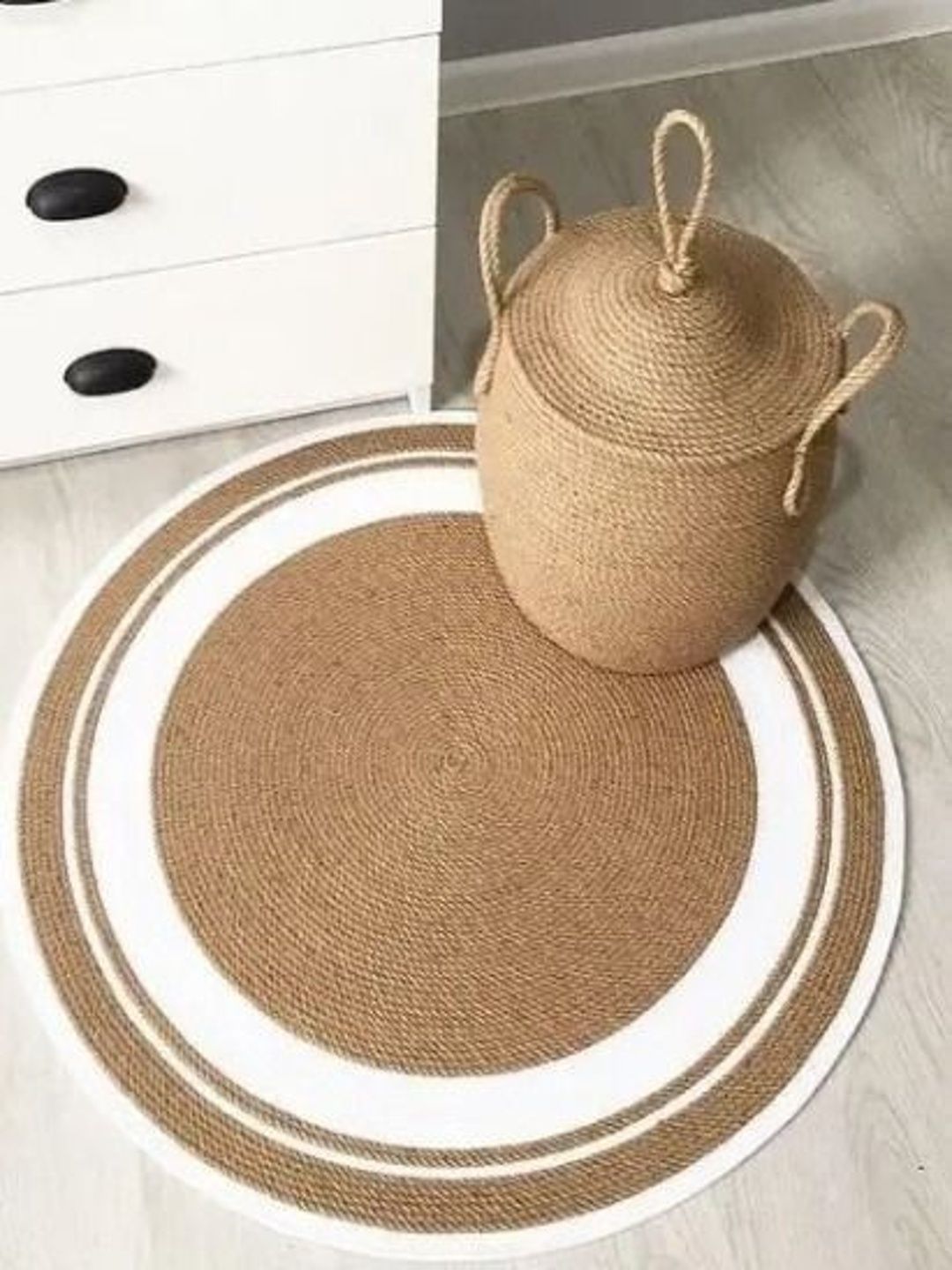 Siya Textiles Set Of 2 Brown Textured Round Carpet-image-7