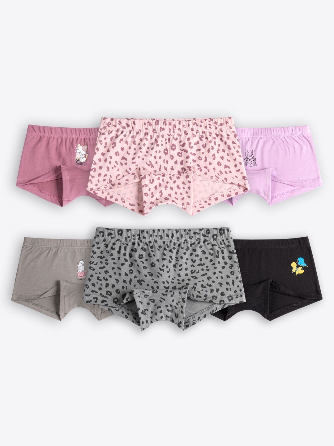 ariel Girls Pack of 6 Printed Cotton Blend Boy Shorts-picture-19