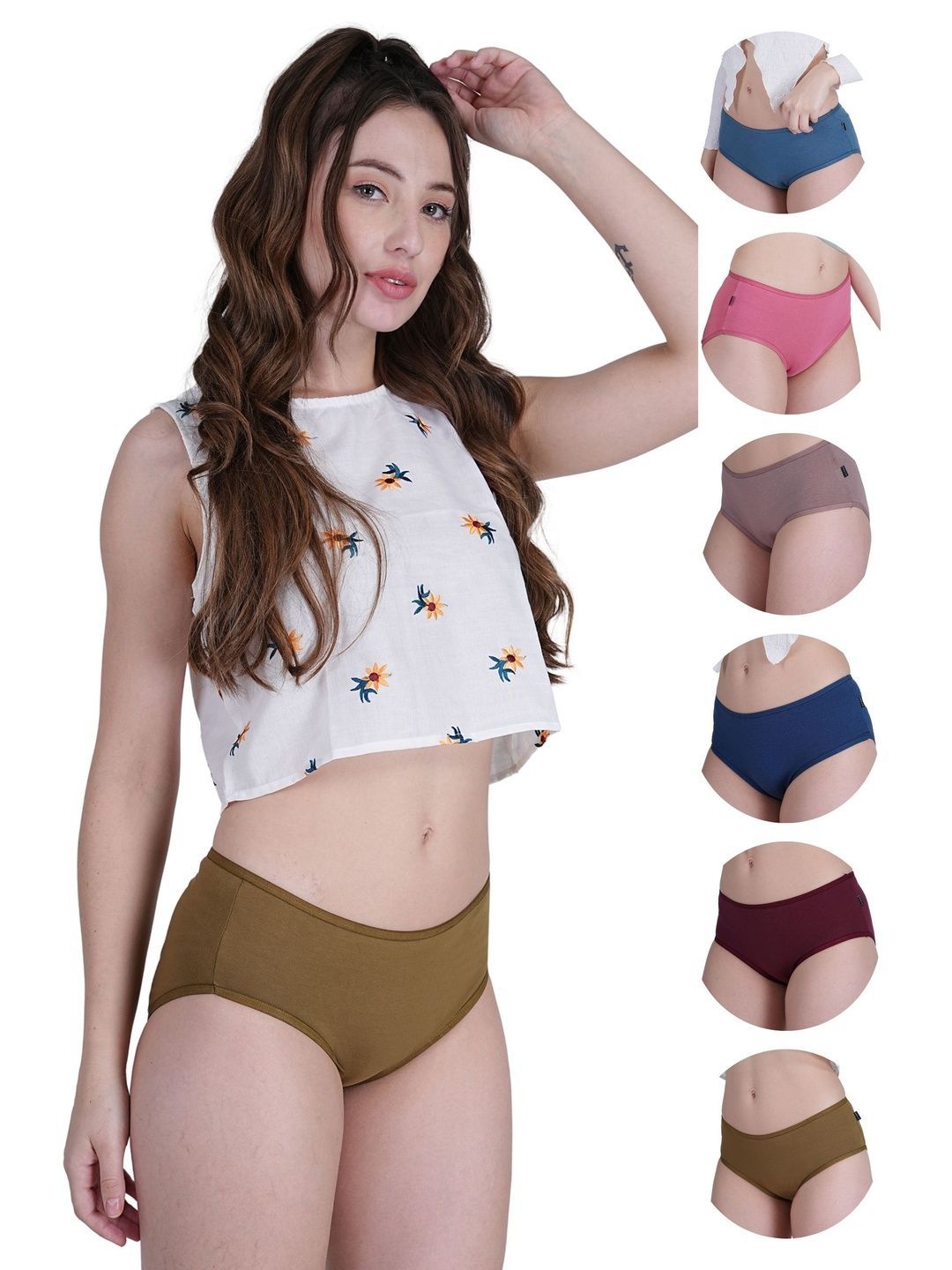SOVIV Women Pack of 6 Assorted Cotton Blend Bikini-picture-30
