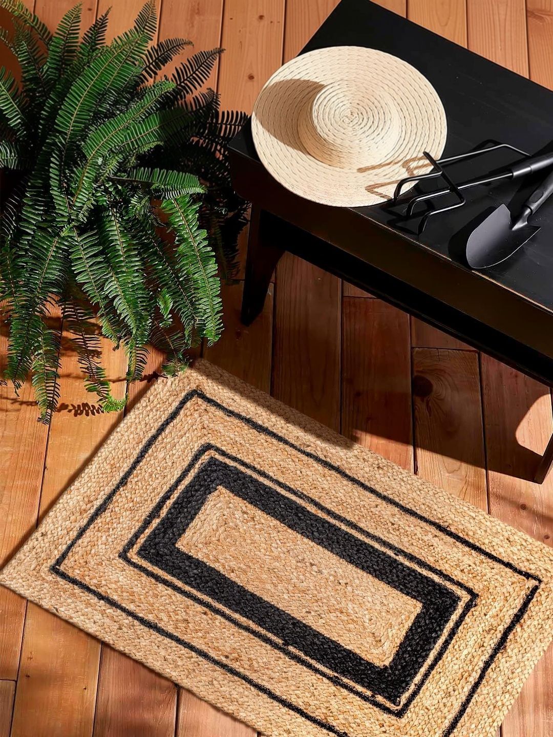 Siya Textiles Beige Striped Anti-Skid Floor Mat-image-36