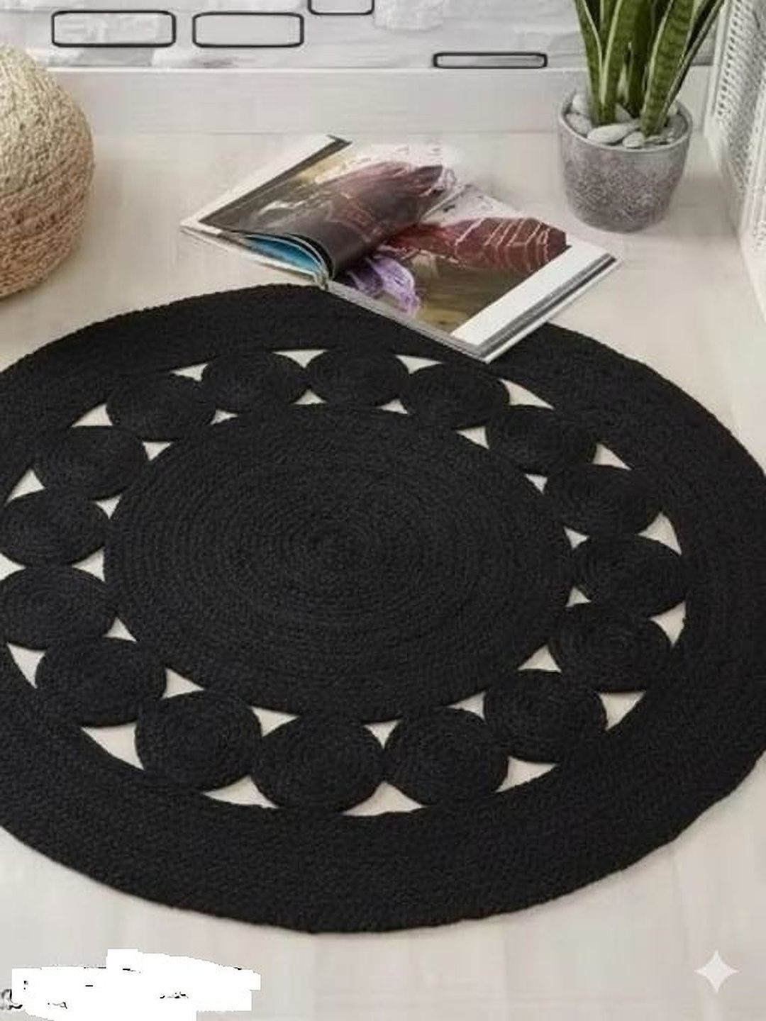 Siya Textiles Black Striped Anti-Skid Floor Mat-image-33