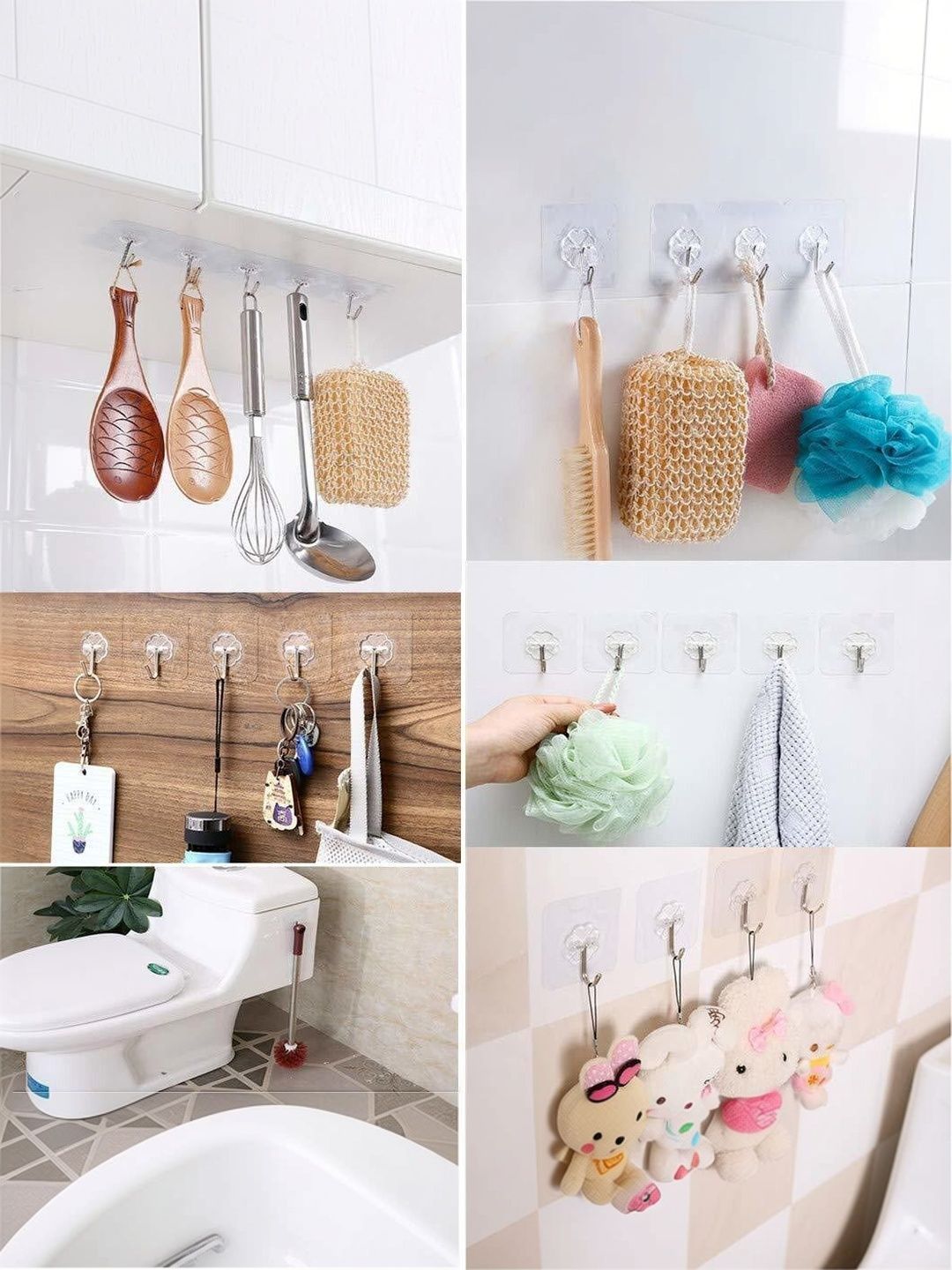 MERCEHIVE 10Pcs Transparent Metal Wall Hooks-picture-10