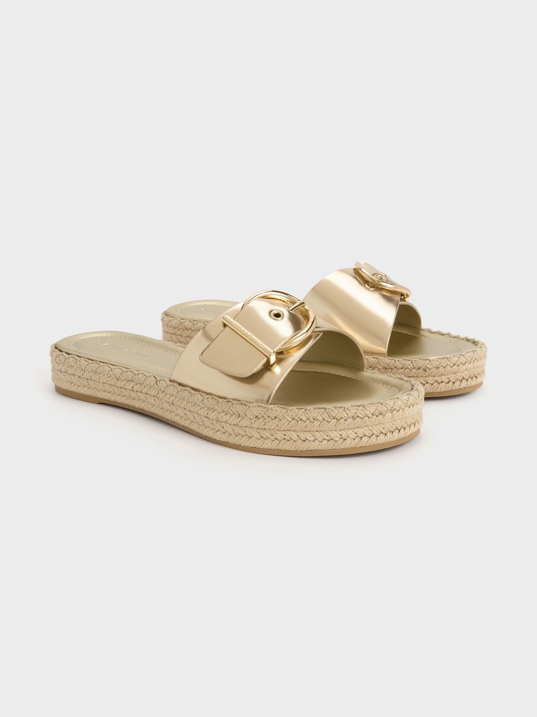 CHARLES & KEITH Kaida Metallic Buckled Espadrille Sandals-image-13