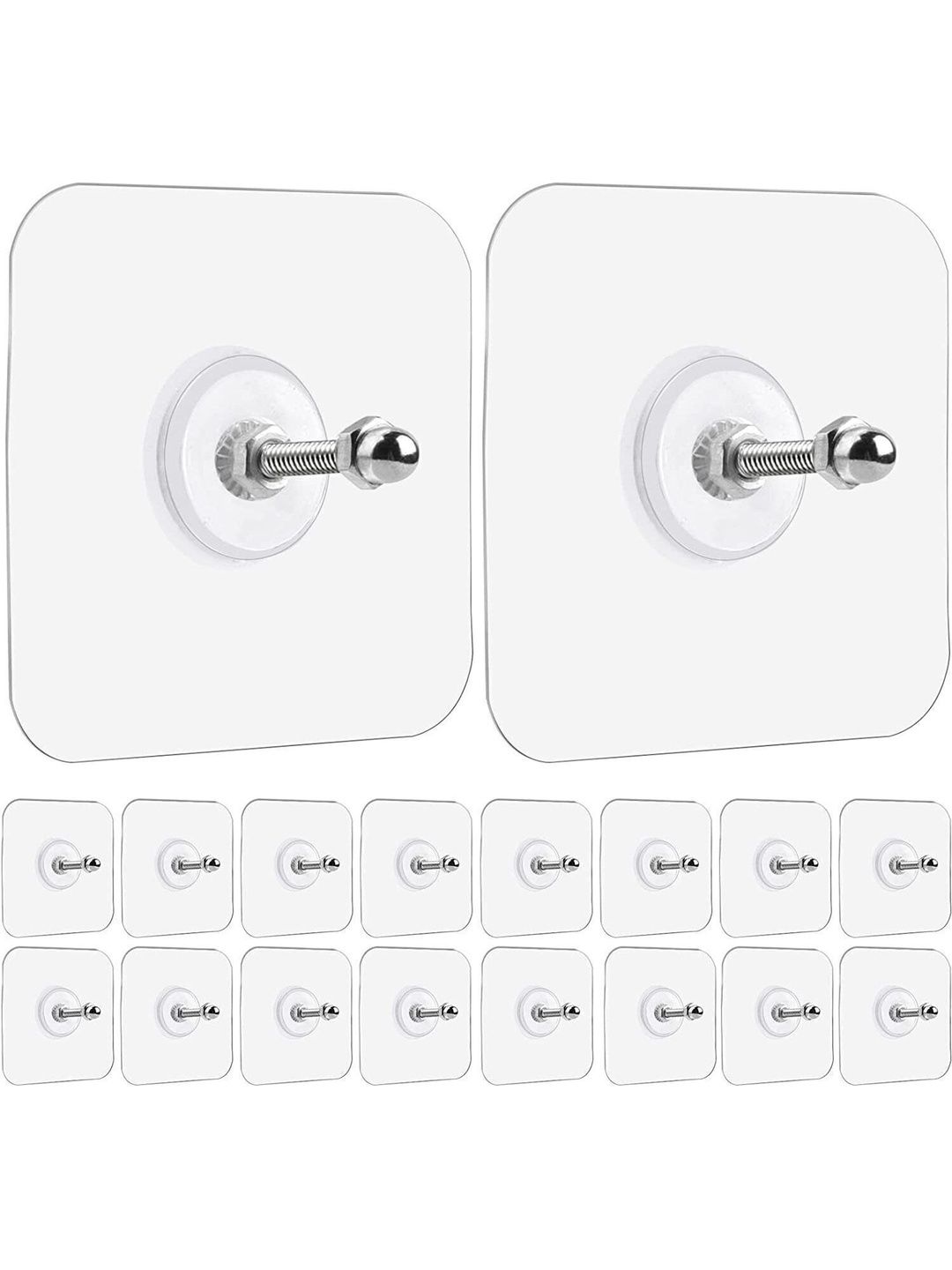 MERCEHIVE Transparent Stainless Steel 18-Pcs Wall Hooks-picture-11