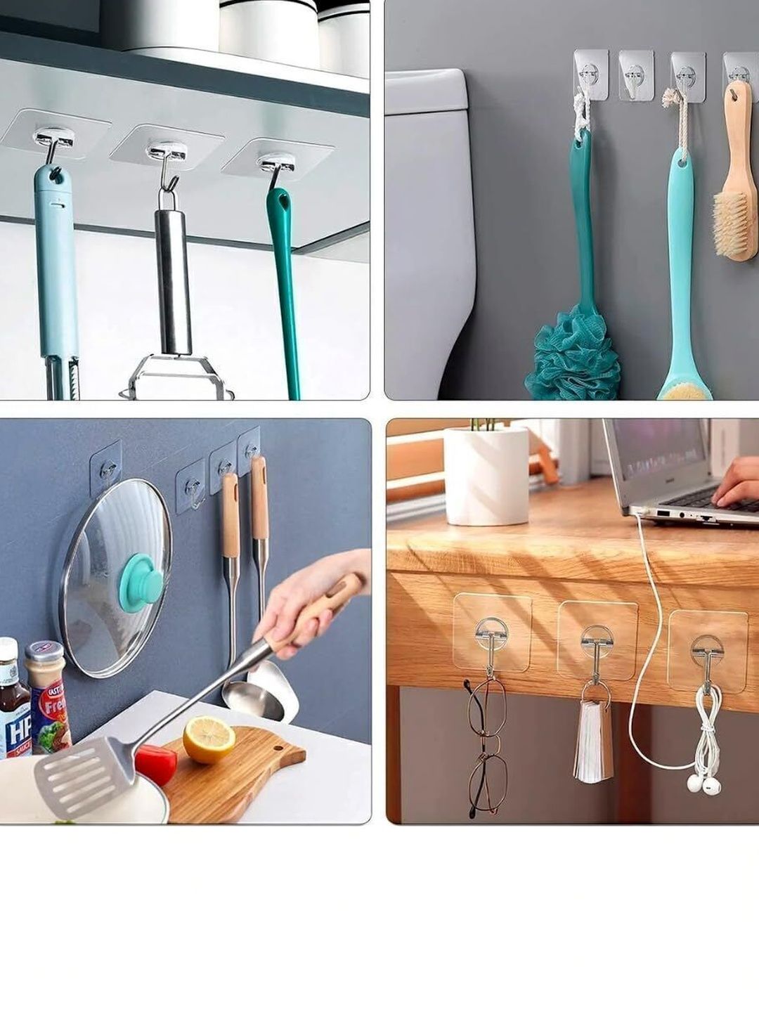 MERCEHIVE Set Of 8 Transparent Adhesive Wall Hooks-picture-8