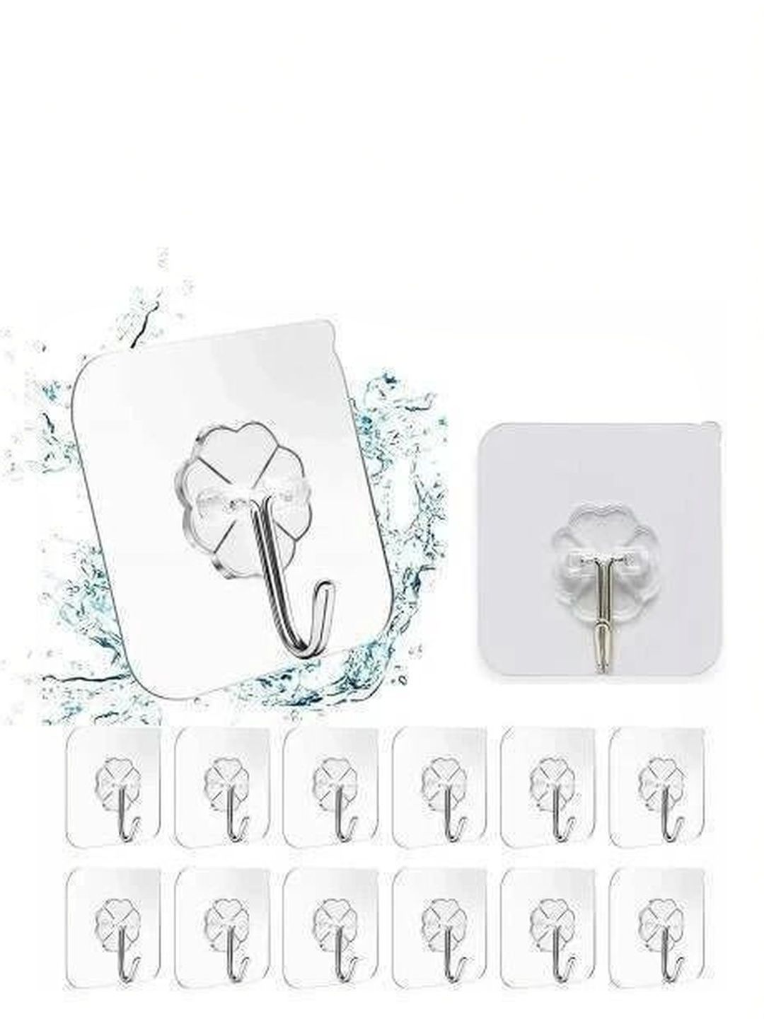 MERCEHIVE 12-Pcs Transparent Flower Adhesive Hook-picture-5