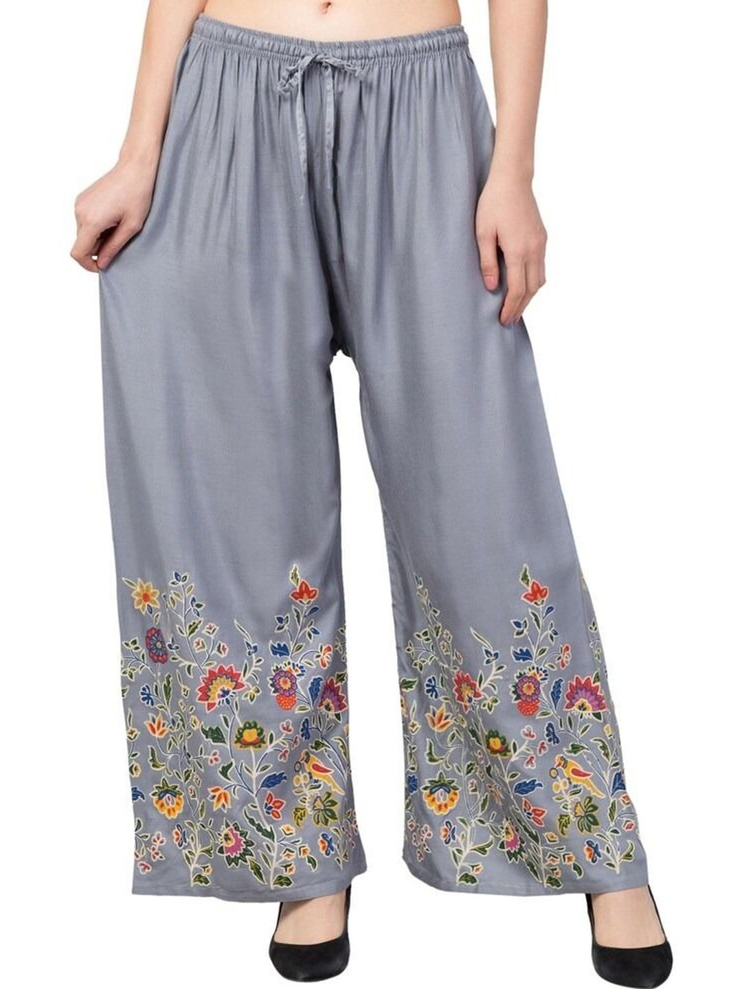 OMAYA Women Floral Printed Knitted Ethnic Palazzos-picture-32