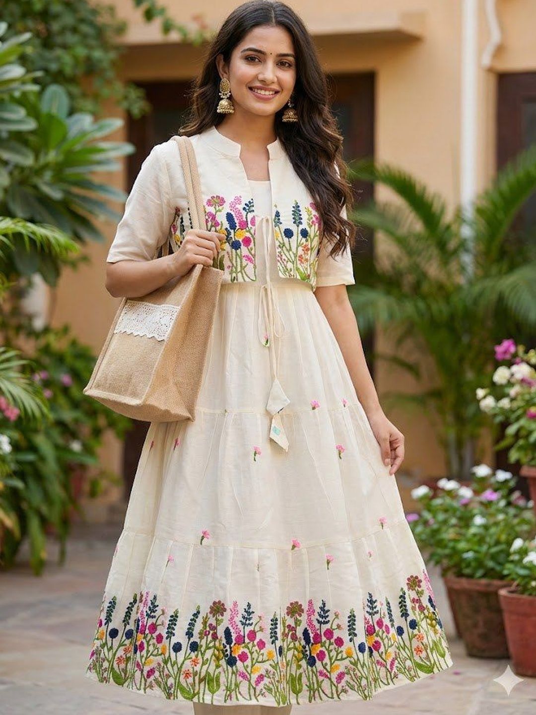 VASTRYN Floral Embroidered A-Line Maxi Dress-image-30