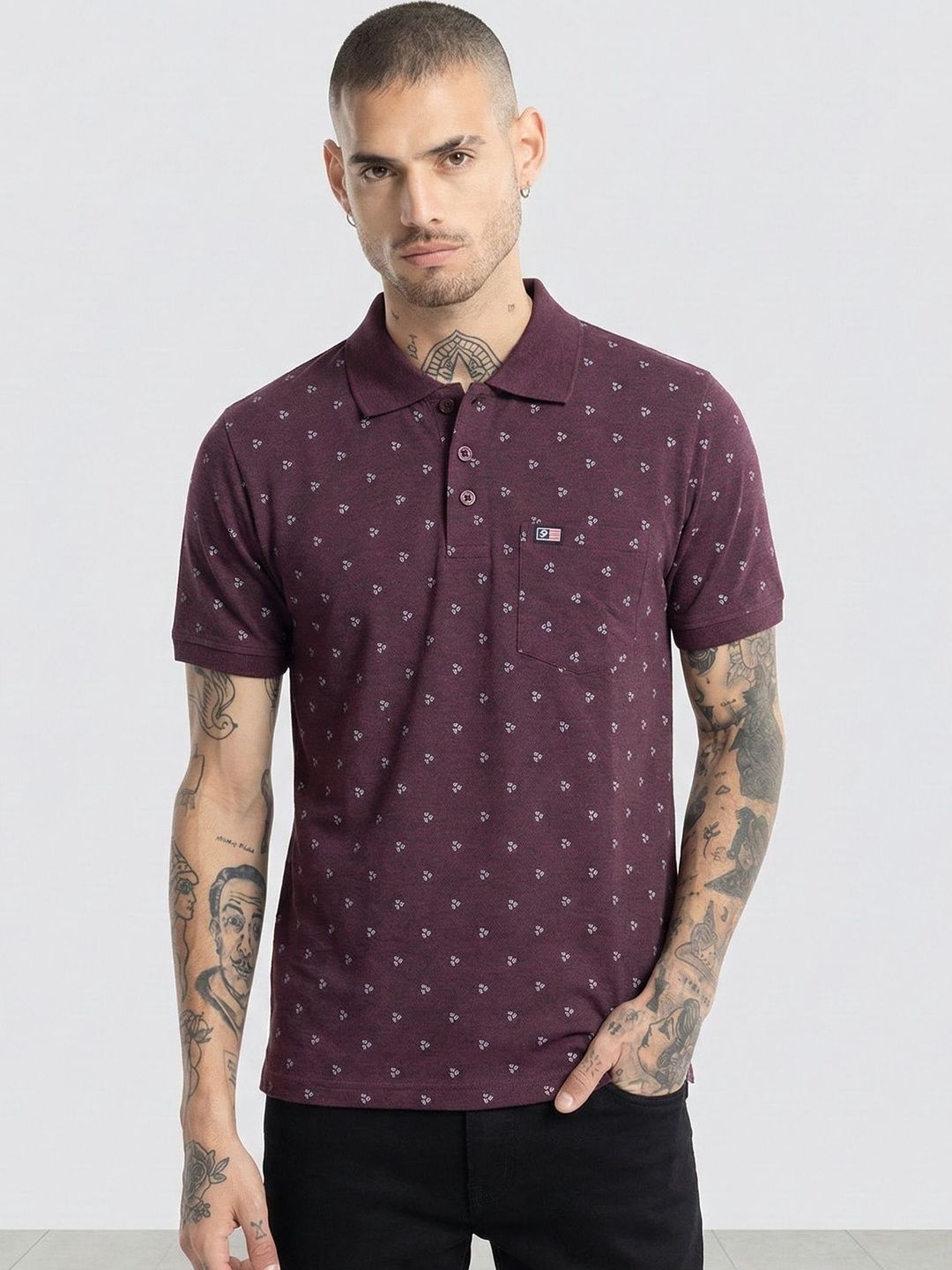Moda Rapido Men Printed Polo Collar Pockets T-shirt-picture-48