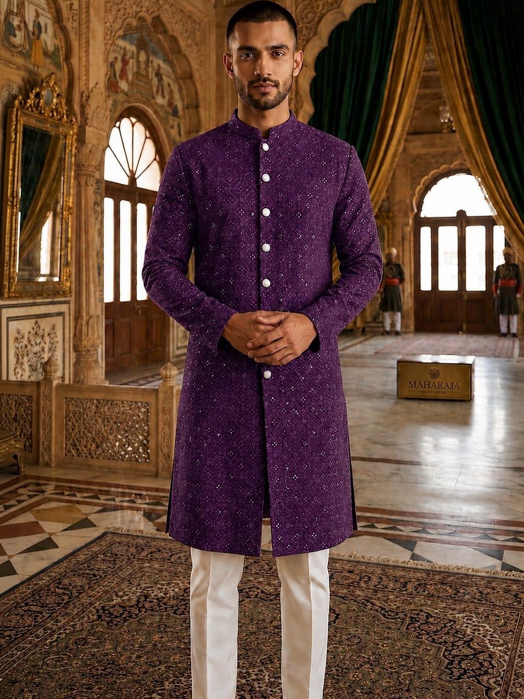 House of Pataudi Men Ethnic Motifs Embroidered Kurta-picture-48