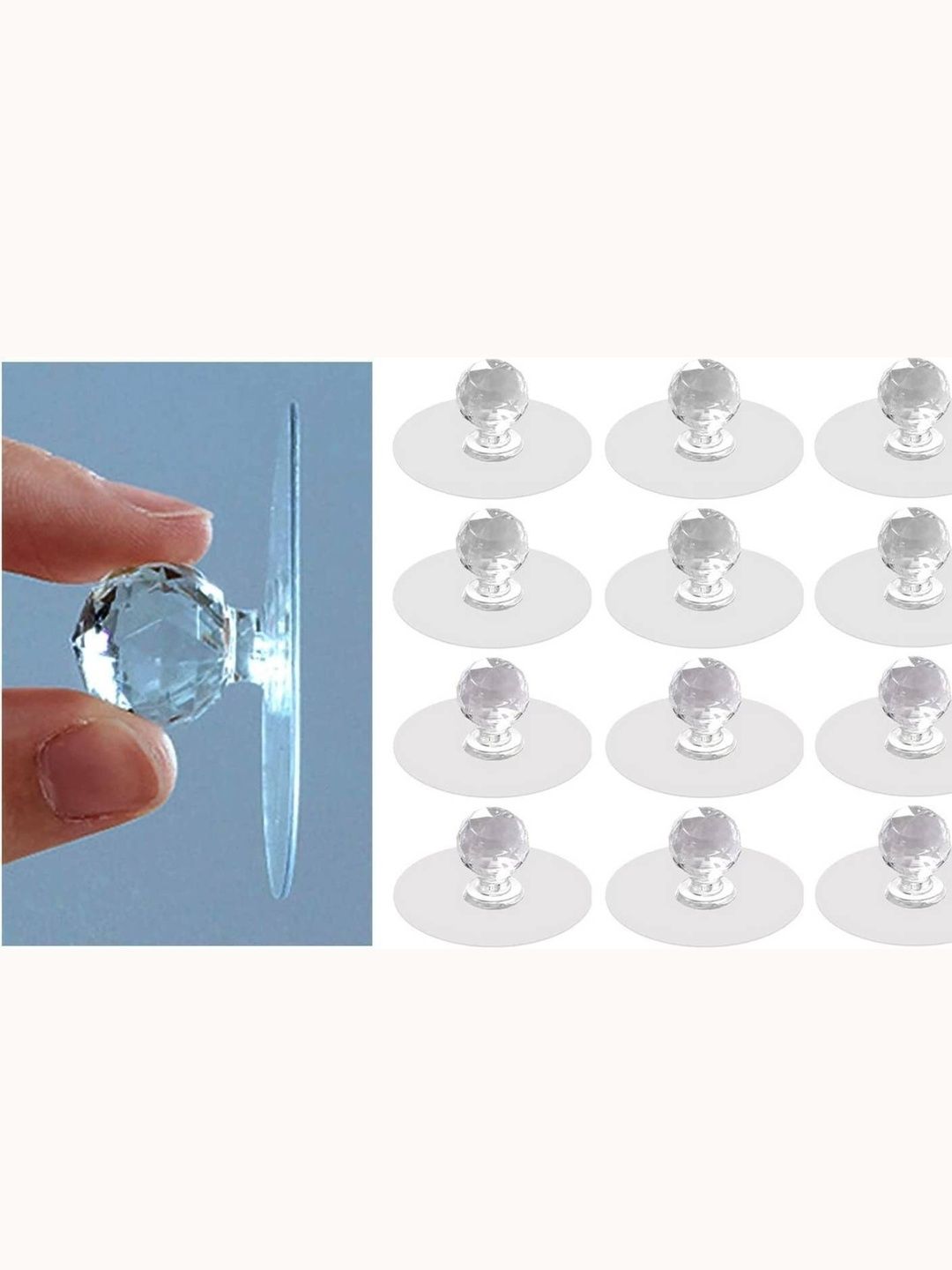 MERCEHIVE Set Of 12 Transparent Adhesive Diamond Hooks-picture-14