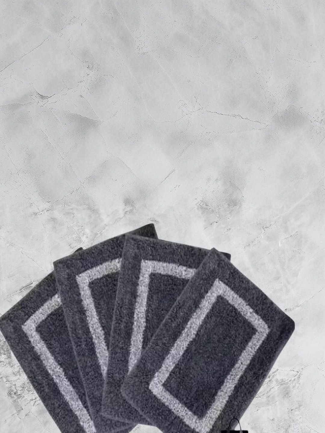 Siya Textiles 4-Pcs Grey Anti-Skid Floor Mat-image-5