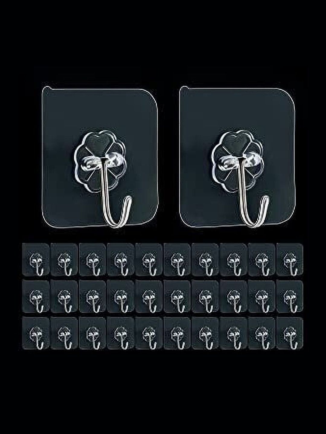 MERCEHIVE 32Pcs Transparent Metal Wall Hooks-picture-28