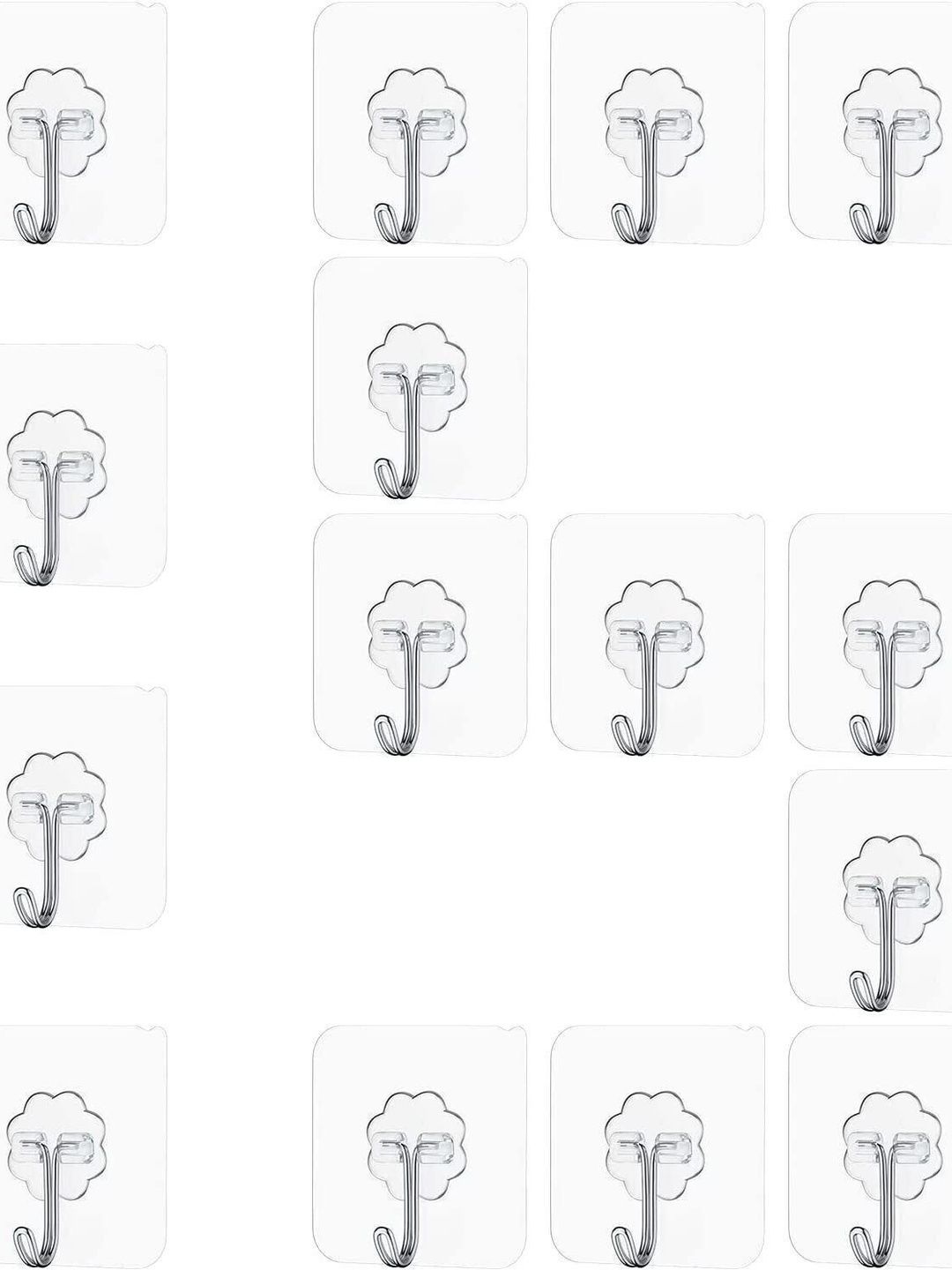 MERCEHIVE Transparent Stainless Steel 15-Pcs Wall Hooks-picture-32