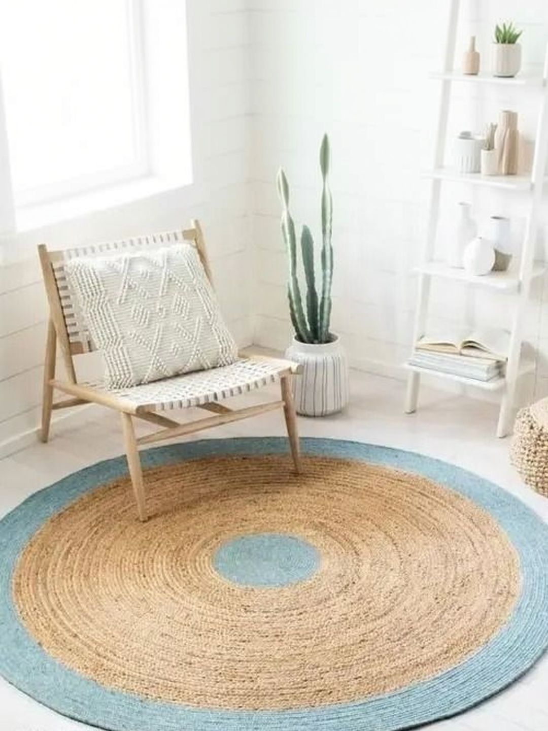 Siya Textiles 2Pcs Brown & Blue Textured Round Anti-Skid Carpets-image-30
