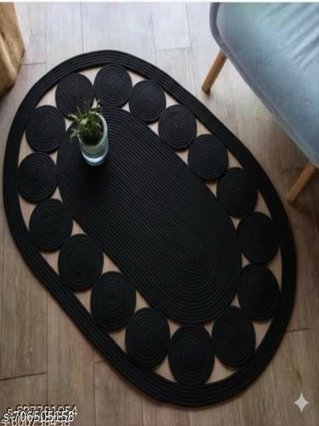 Siya Textiles Black Textured Cotton Floor Mats & Dhurries-image-49