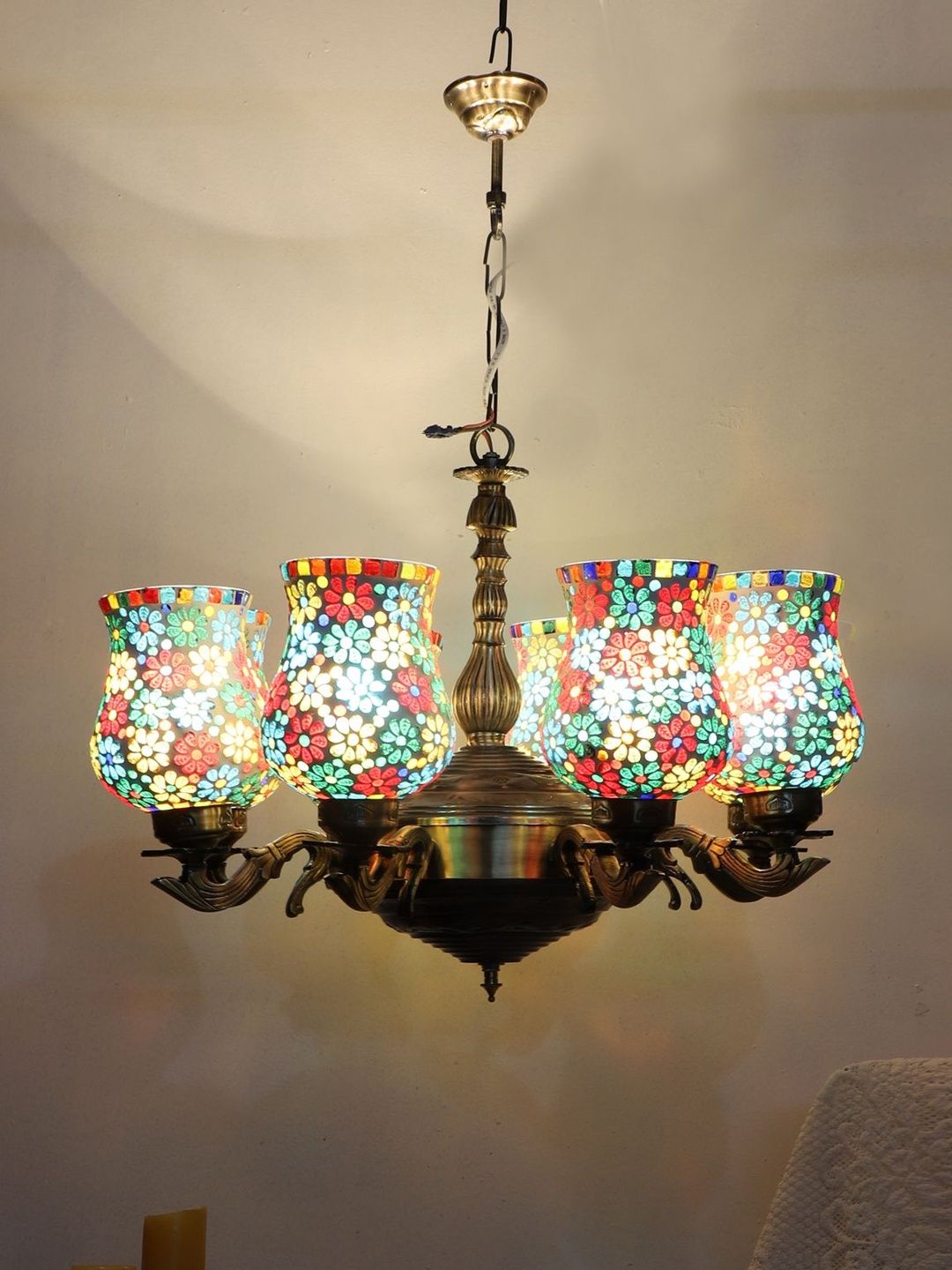 Myntra Elegant Homes Multicoloured Printed Traditional Ceiling Lamp-picture-56
