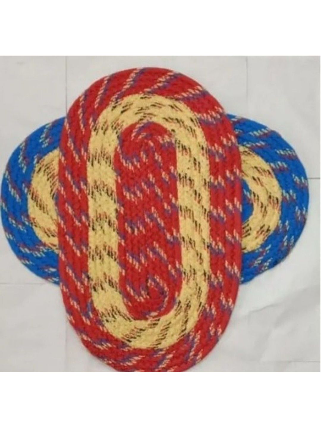 Siya Textiles Set Of 2 Red & Blue Patterned Anti-Skid Doormats-image-46