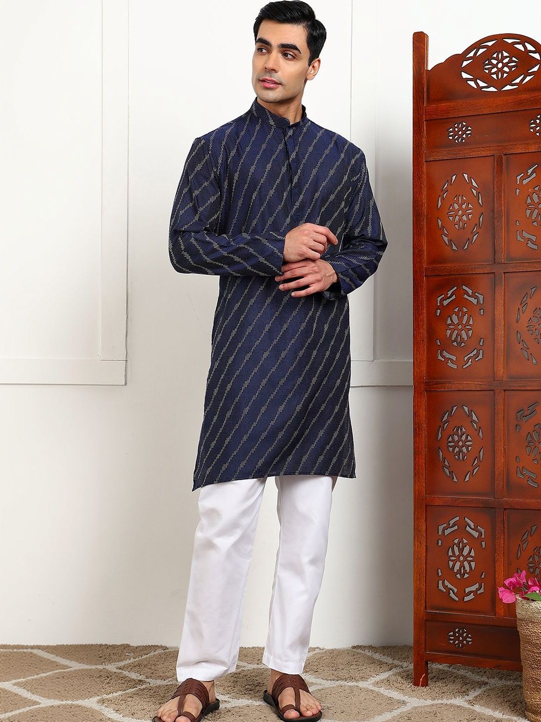 HERE&NOW Men Printed Jacquard Kurta-picture-44