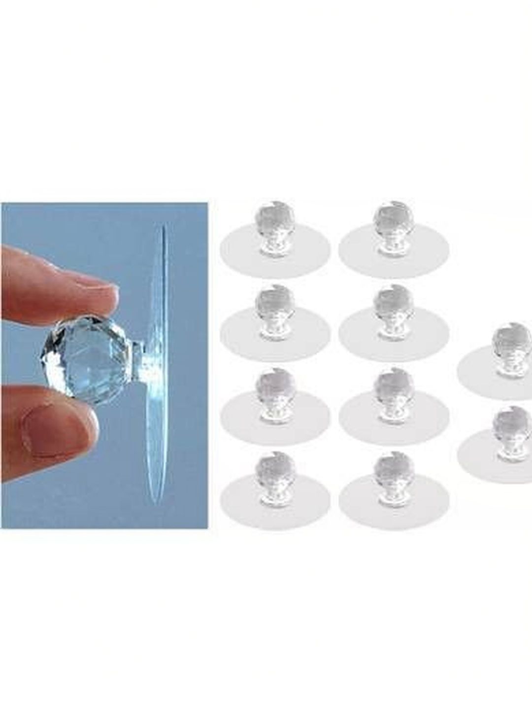 MERCEHIVE 10Pcs Transparent Textured Diamond Wall Hooks-picture-41