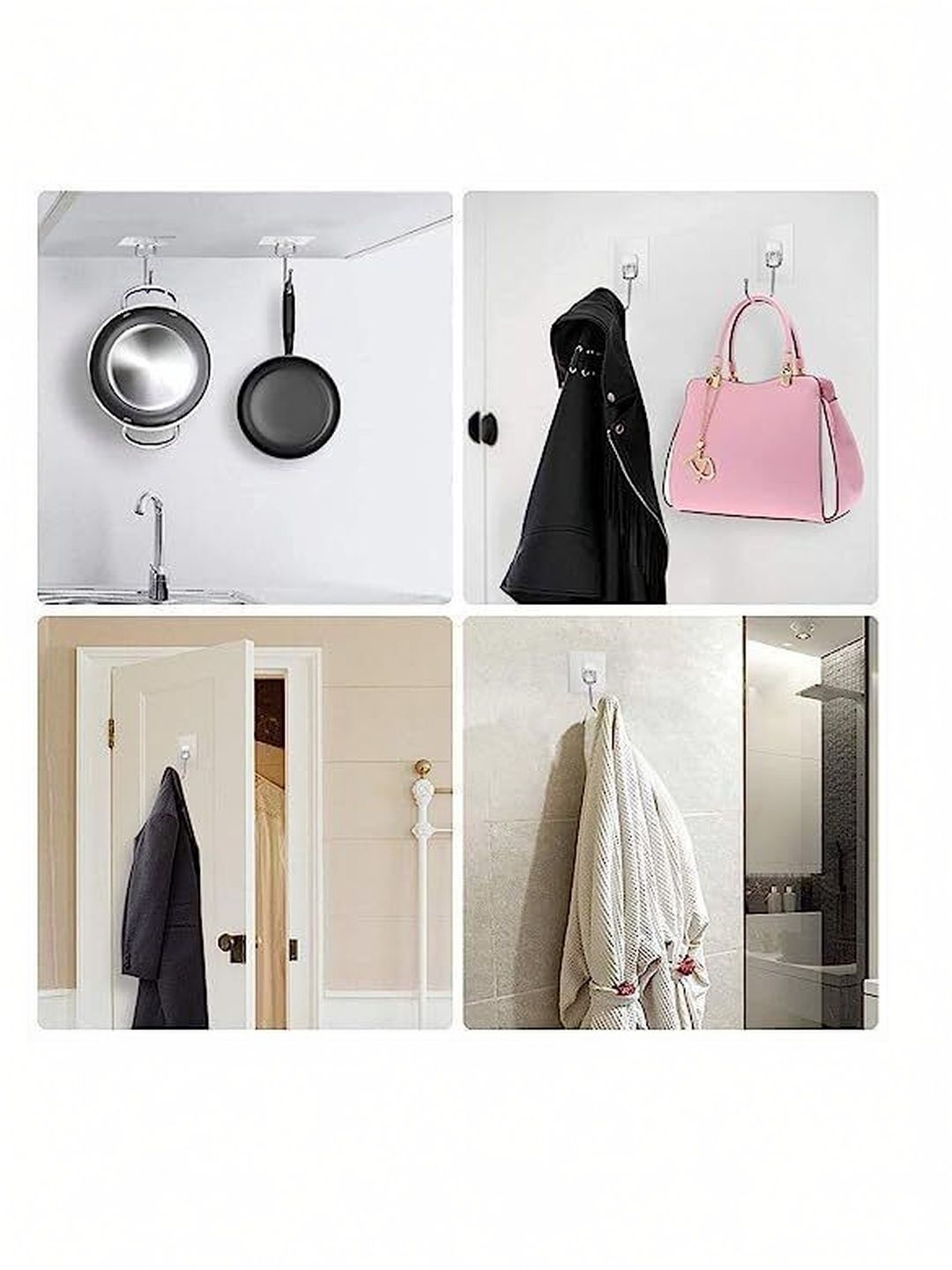 MERCEHIVE Transparent Stainless Steel 20-Pcs Wall Hooks-picture-11