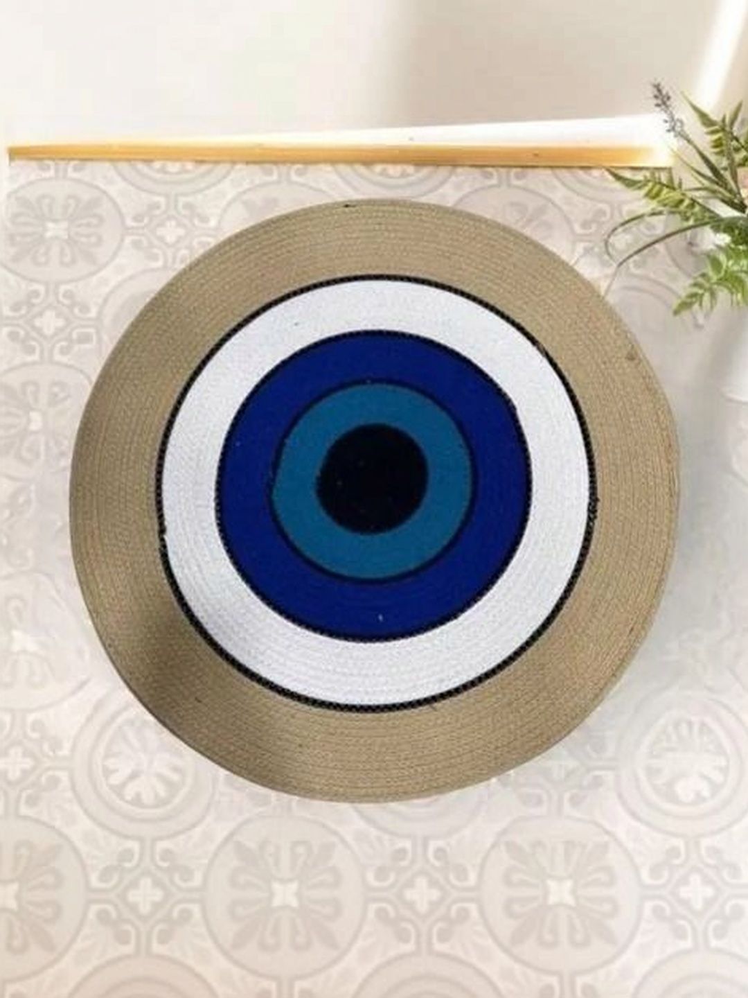 Siya Textiles 2Pcs Brown & Blue Textured Round Anti-Skid Carpets-image-31