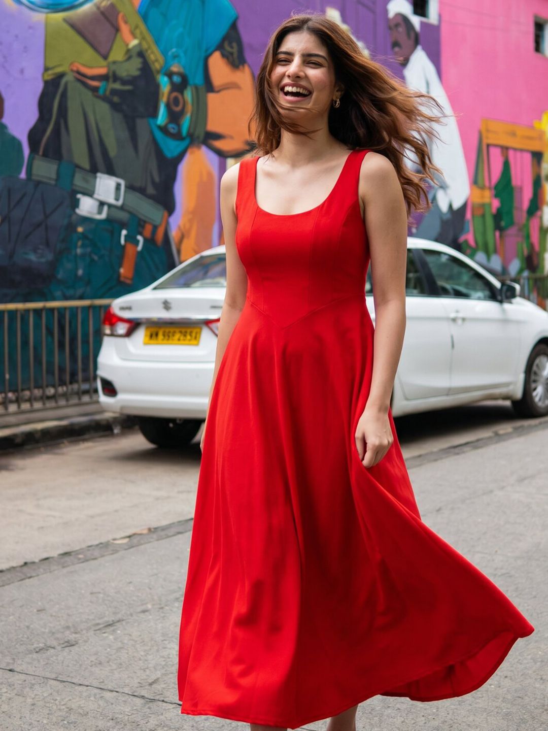 Uptownie Stretchable Scoop Neck Fit & Flare Dress-picture-13