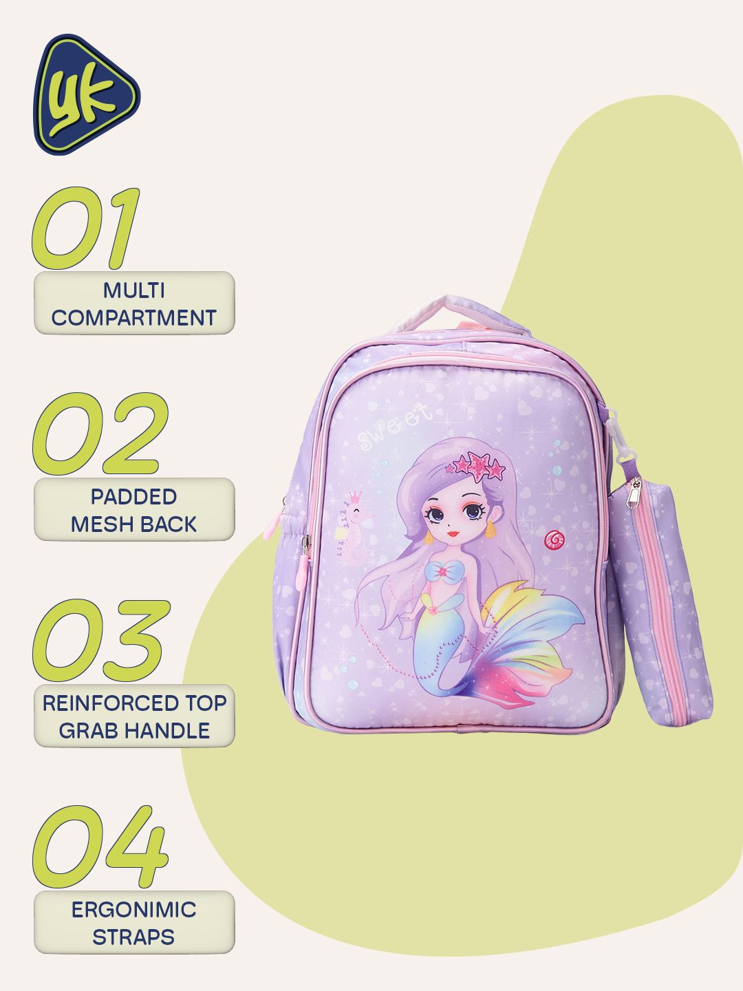 YK Kids Printed Backpack with Pouch-picture-18
