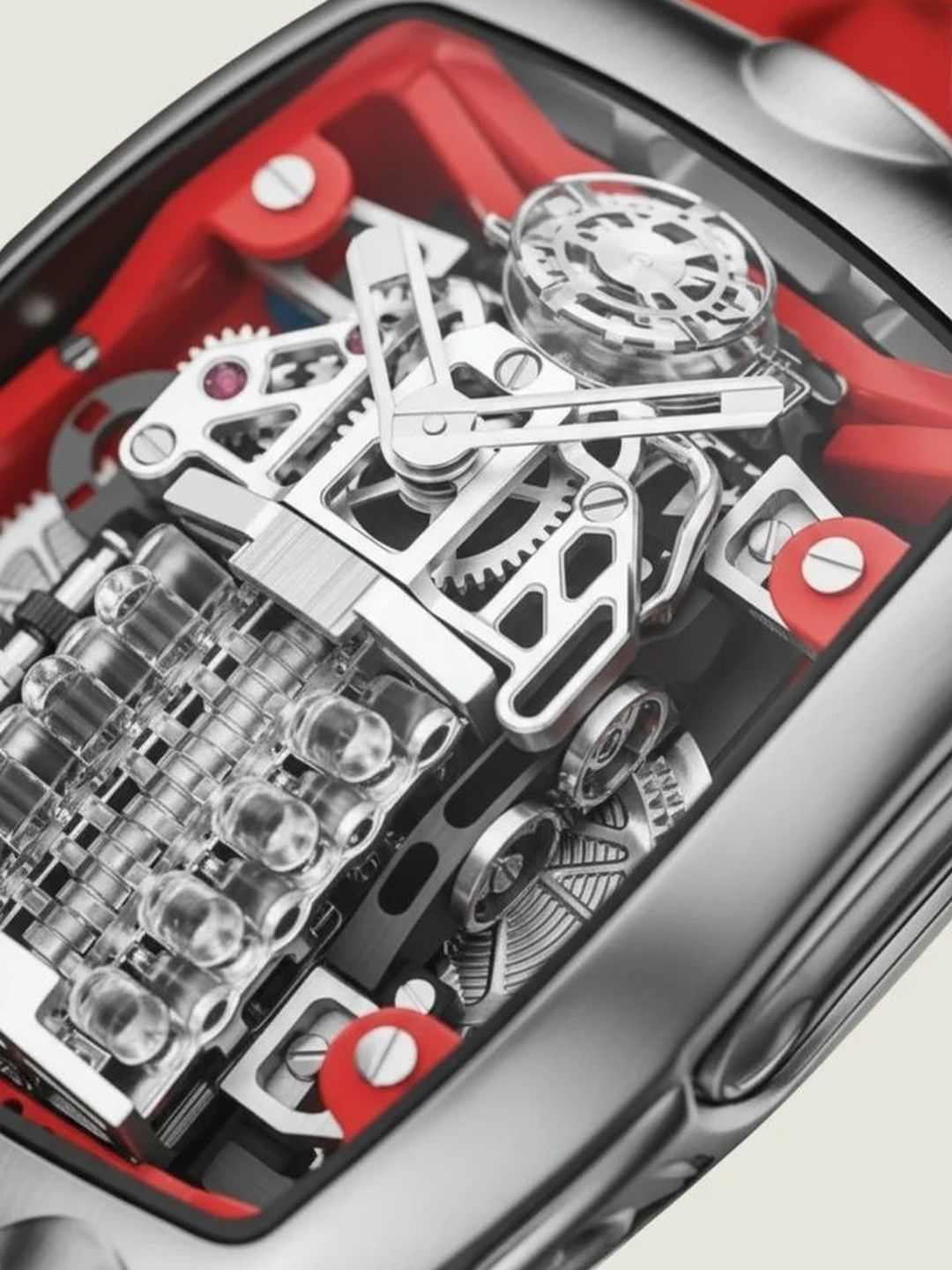 ZIVANCHE Men Skeleton Dial & Straps Analogue Chronograph Automatic Motion Powered Watch Viper Engine Red-picture-11