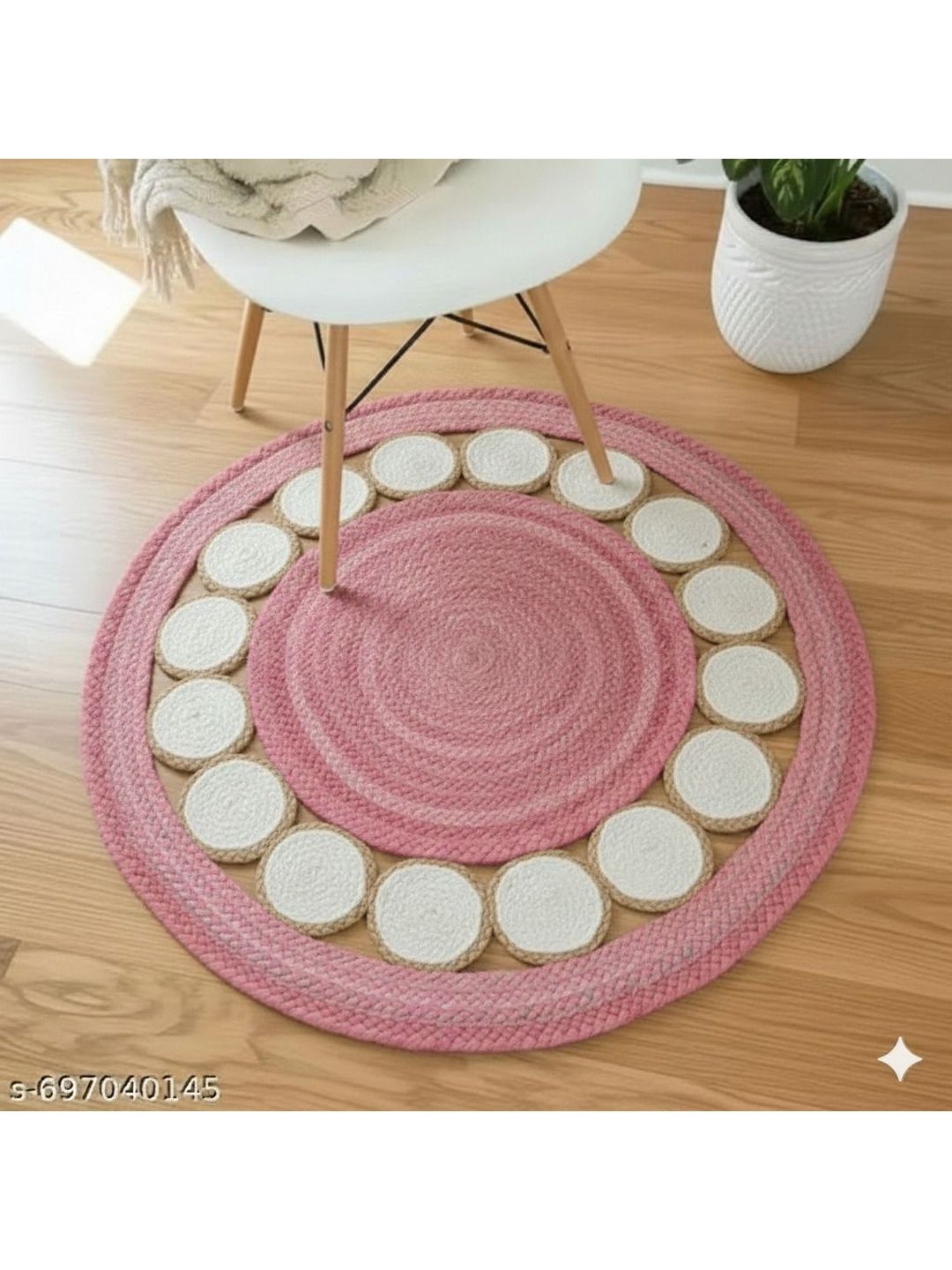 Siya Textiles Pink & White Striped Anti-Skid Floor Mat-image-34