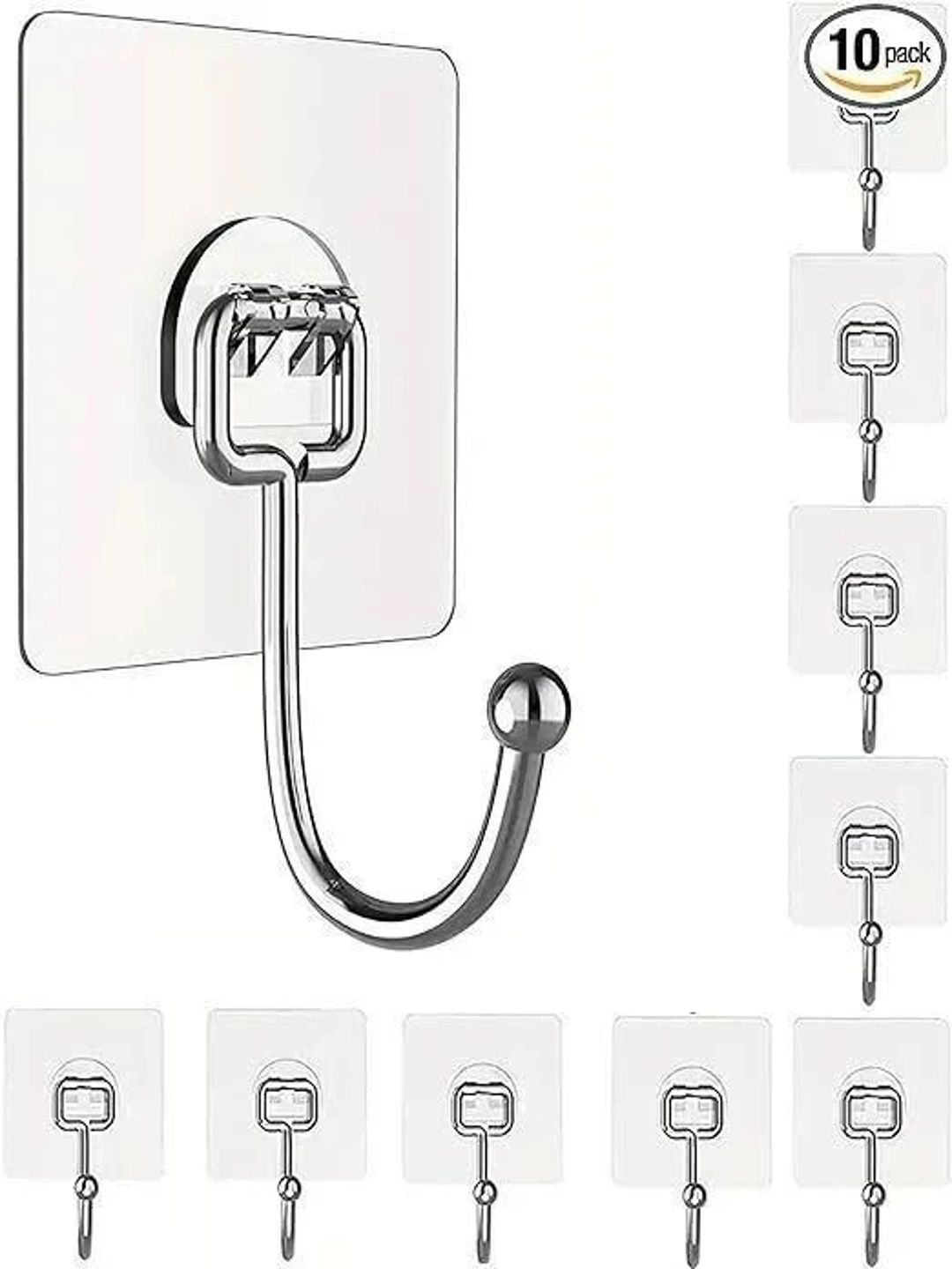 MERCEHIVE Transparent Stainless Steel 10-Pcs Wall Hooks-picture-22