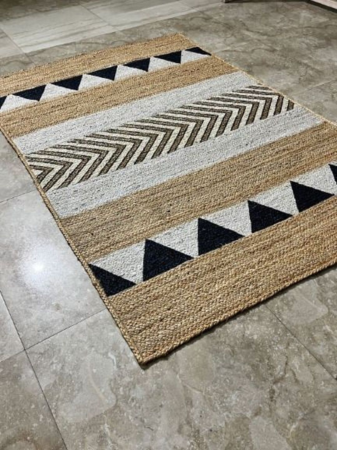 Siya Textiles Brown Geometric Anti-Skid Rectangular Carpet-image-5