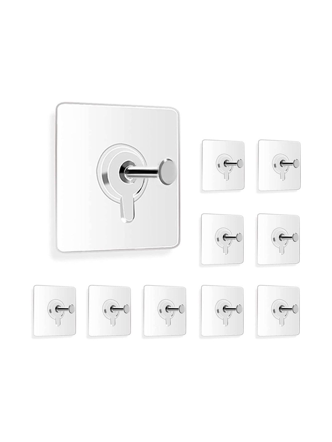 MERCEHIVE Set Of 10 Transparent Nail-Free Metal Hooks-picture-4