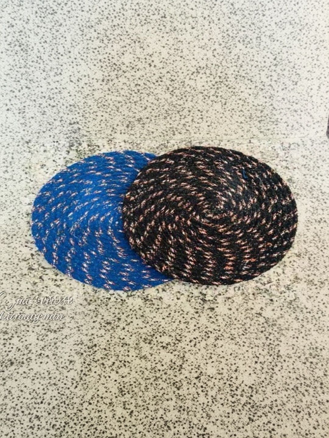 Siya Textiles 2-Pieces Black & Blue Cotton Anti-Skid Doormats-picture-13