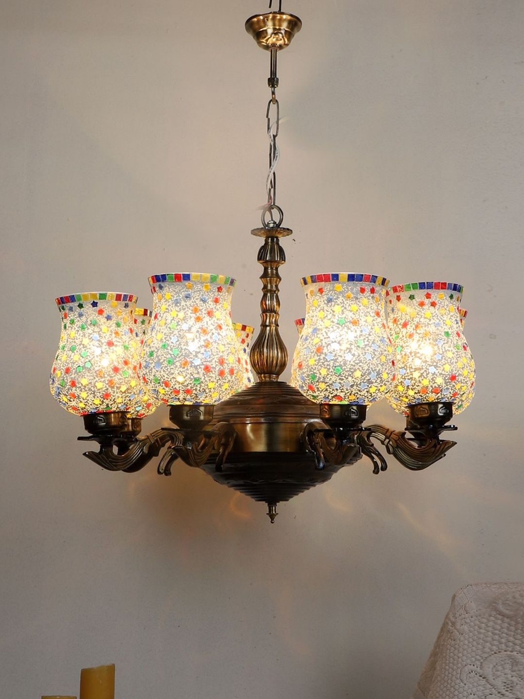 Myntra Elegant Homes Multicoloured Textured Traditional Ceiling Lamp-picture-10