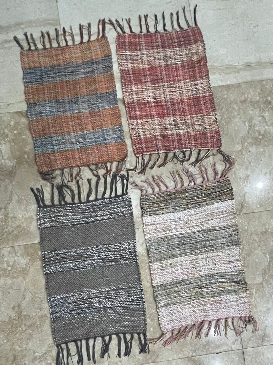Siya Textiles 4-Pieces Grey & Brown Cotton Anti-Skid Doormats-image-10