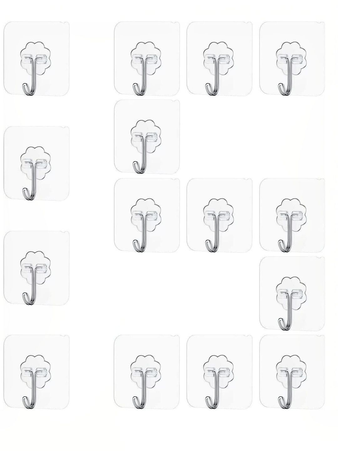 MERCEHIVE Set Of 15 Transparent Adhesive Wall Hooks-picture-5